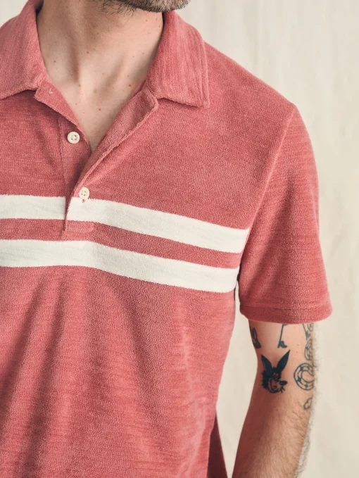 Clearance Cabana Towel Terry Surf Stripe Polo Shirt - Polo Shirts