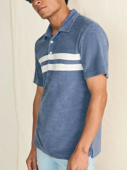 Clearance Cabana Towel Terry Surf Stripe Polo Shirt - Polo Shirts