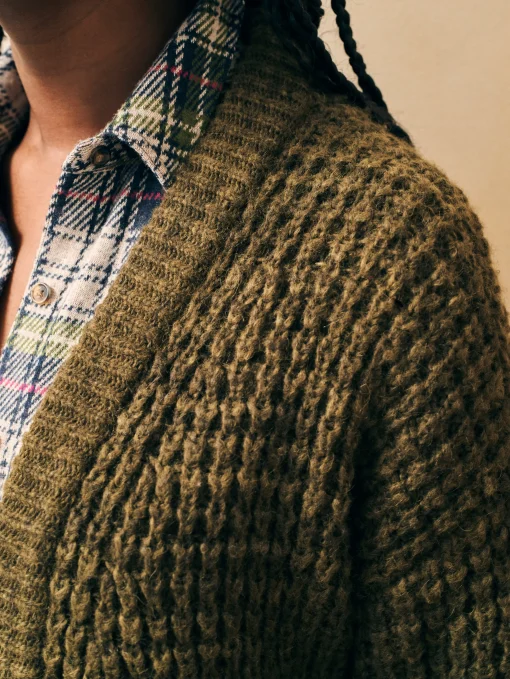 Online Frost Waffle Cardigan - Women Sweaters