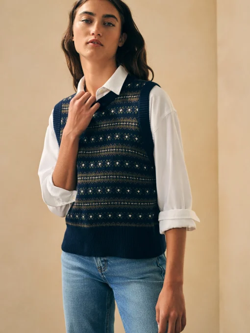 New Highland Fair Isle Sweater Vest - Women Sweaters