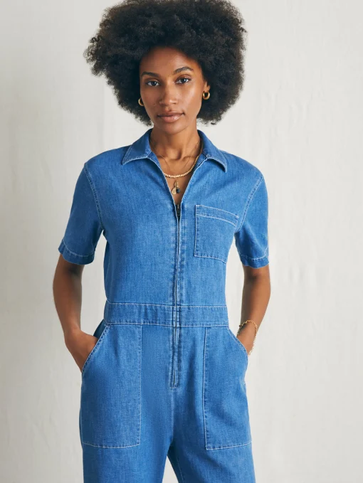 New Linen Denim Jumpsuit - Women Dresses|Overalls & Jumpsuits