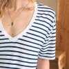 Online Oceanside Linen V-Neck Tee - Women T-Shirts