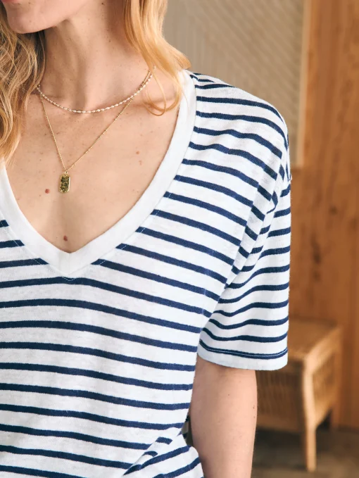 Online Oceanside Linen V-Neck Tee - Women T-Shirts