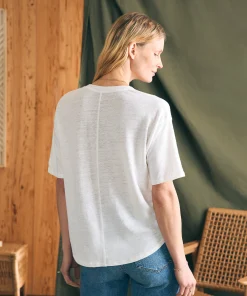 New Oceanside Linen V-Neck Tee - Women T-Shirts