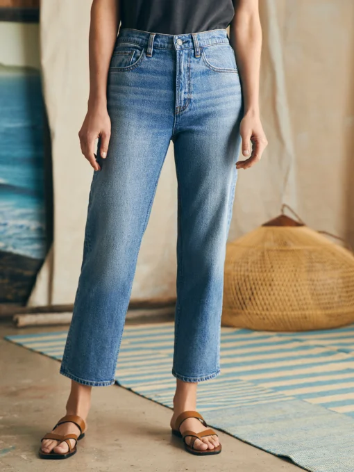 Hot Organic Cotton Slim Straight Ankle Denim - Women Pants|Jeans