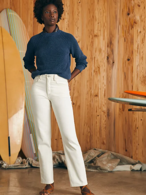 Clearance Organic Cotton Slim Straight Denim - Women Pants|Jeans
