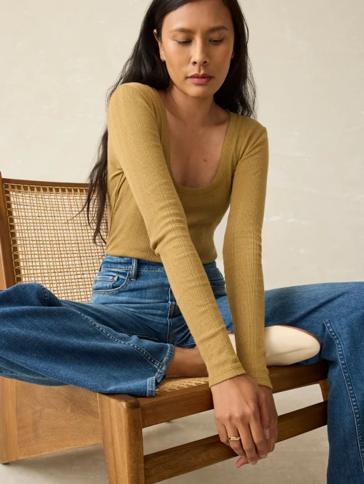 Clearance Pacific Pointelle Scoop Neck - Women T-Shirts