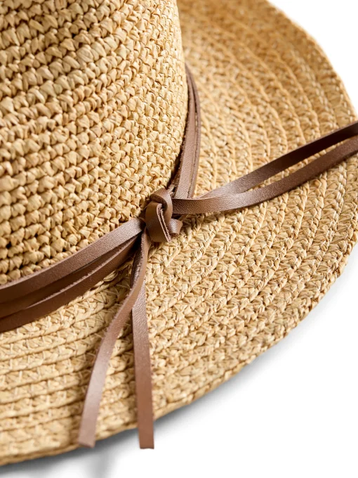 Clearance Raffia Trim Crochet Fedora - Women Swim