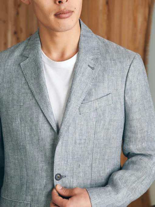 New Reserve Linen Herringbone Blazer - Blazers