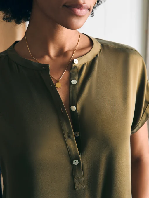 Hot Sandwashed Silk Desmond Top - Women Shirts & Tops
