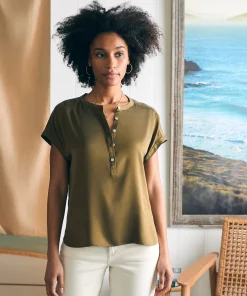 Hot Sandwashed Silk Desmond Top - Women Shirts & Tops