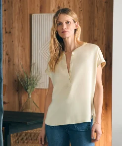 New Sandwashed Silk Desmond Top - Women Shirts & Tops