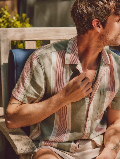 Clearance Short-Sleeve Hemp Blend Camp Shirt - Shirts