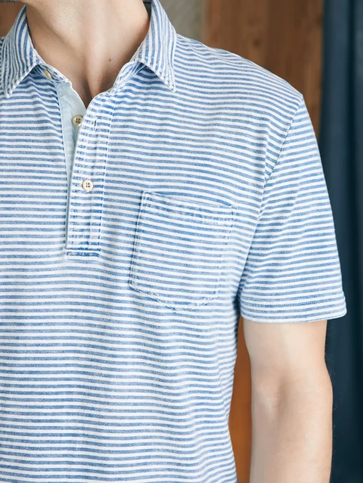 Discount Short-Sleeve Indigo Polo Shirt - Polo Shirts