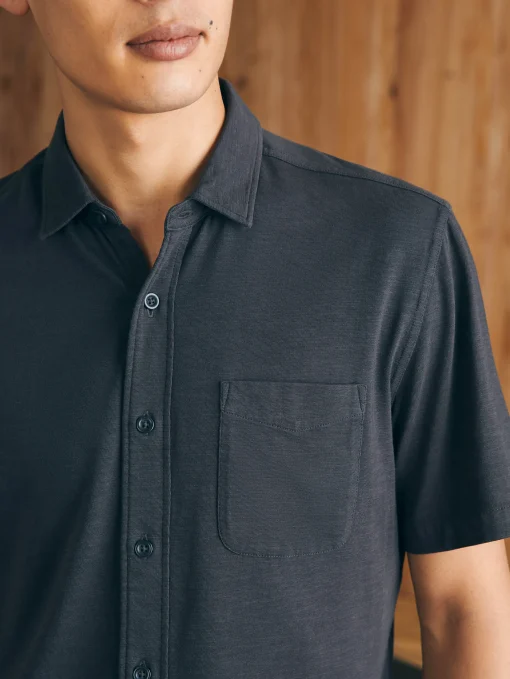 Online Short-Sleeve Sunwashed Knit Shirt (Single Pocket) - Shirts