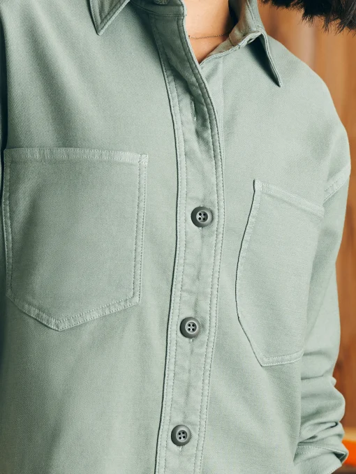 Clearance Stretch Terry Overshirt - Women Blazers & Outerwear