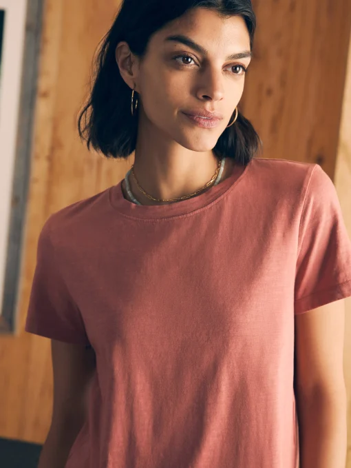 Clearance Sunwashed Cropped Crew Tee - Women T-Shirts