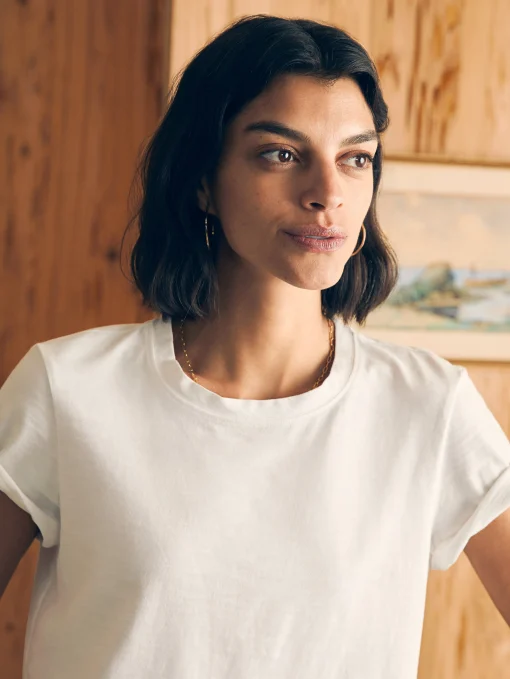 Fashion Sunwashed Cropped Crew Tee - Women T-Shirts